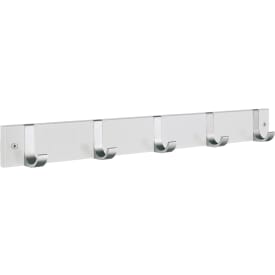 Knagerekk, 5 kroker, hvit/aluminium