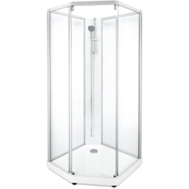 Contura Showerama dusjkabinett-pakke, 100x100 cm, børstet aluminiumsprofil, klart glass