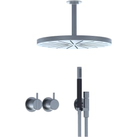 Vola 2471-061A dusjbatteri, m/hode- og hånddusj, vender, krom