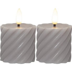20 st Star Trading Flamme Swirl LED blockljus, batteri, grå