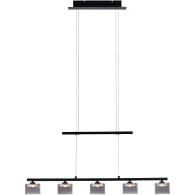 Hydra langbordspendel m. røgfarvede glas skærme, sort