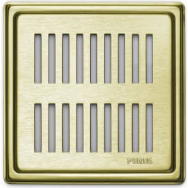 Purus Square Rib afløbsrist, rist og ramme, 161x161 mm, messing