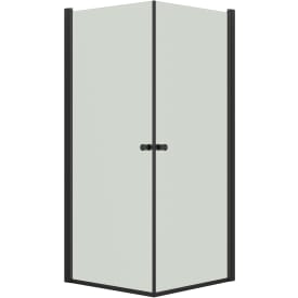 Dansani Match brusehjørne, model A+A, 77x77 cm, klart glas, sort profil