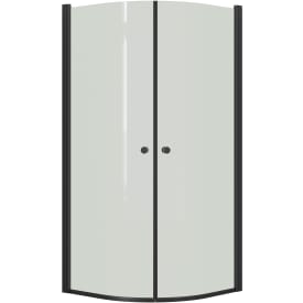 Dansani Match buet brusedør, model E+E, 72x72 cm, klart glas, sort profil