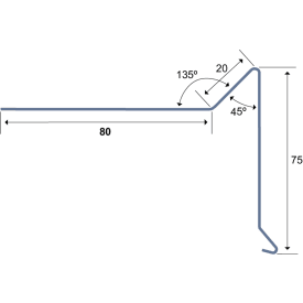 50 stk Vindkappe 75x80x1000mm. 90° svekket i begge ender.
