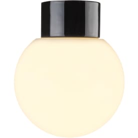 Loft- og Vægarmatur Classic Glob sort,180 mat opal LED 8W 3000K