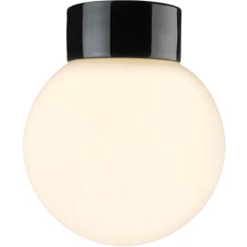 Loft- og Vægarmatur Classic Glob sort, 200 mat opalglas E27