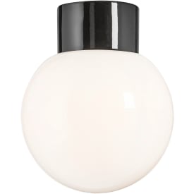 Loft- og Vægarmatur Classic Glob sort, 180 blank opal E27