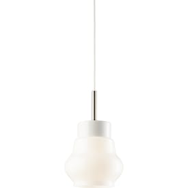Pendel Emma hvid, med hvid kabel blank opal E27