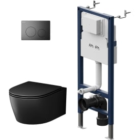 AM.PM X-Joy S vegghengt toalettpakke, uten skyllekant, matt sort