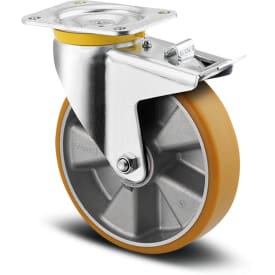 6 stk Drejeligt hjul med bremse, Ø125 mm