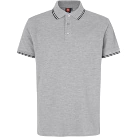 ID Stretch polo T-shirt med kontrast, Grå Melange, M