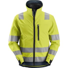 Snickers AllroundWork softshelljakke 1230, Hi-vis Gul/Marine, M