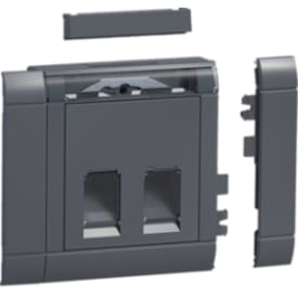 Komplet dobbelt dataudtag AMP 19,3x14,8 sort, RAL9011