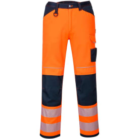 Portwest PW3 arbejdsbukser, Hi-Vis Orange/Mørk Marine, 40