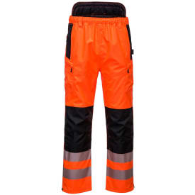 Portwest PW3 regnbukser, Hi-Vis Orange/Sort, L