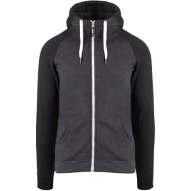 YOU Bronx Raglan sweat hættetrøje med lynlås, Koksmeleret/sort, 3XL