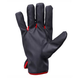 Kramp vinterhandsker i PU syntetisk læder/spandex, Sort/Rød, 10/XL