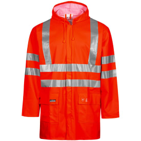 Lyngsøe PU regnjakke, Hi-Vis Rød, XL