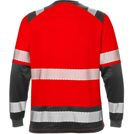 Fristads langærmet T-shirt 7457, Hi-vis Rød/Sort, 3XL