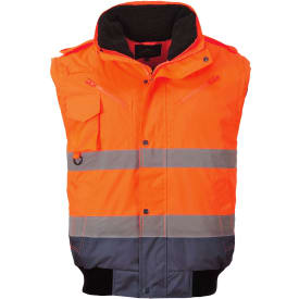 Portwest 3-i-1 pilotjakke med aftagelige ærmer, Hi-vis Orange/Marine, XL