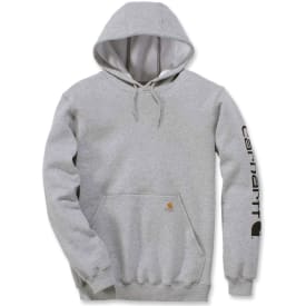 Carhartt Midweight hoodie med logga på ärmen, ljusgrå/svart, st L
