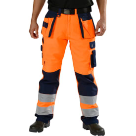 Ocean Thor håndværkerbukser, Orange/Marine, S