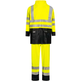 Lyngsøe PU regntøj sæt, Hi-vis Gul/Marine, 2XL
