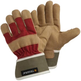 Tegera 90088 arbejdshandsker til børn, Brun/Rød/Grøn, 7