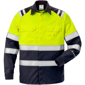 Fristads arbejdsskjorte 7051 ATS, Hi-Vis Gul/Mørk Marine, XL