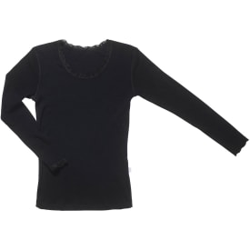 Joha Cecilie langærmet dameundertrøje med merinould, Sort, M