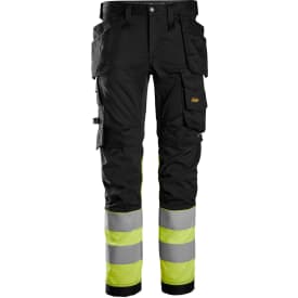 Snickers 6234 AllroundWork arbetsbyxor med stretch, svart/hi-vis gul, st 92
