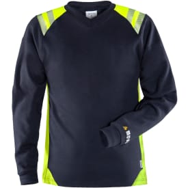 Fristads Flamestat langærmet dame T-shirt 7358 TFL, Marine/Hi-Vis gul, L