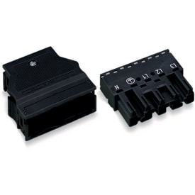 Hanstik med trækaflastningskappe 5 polet Sort