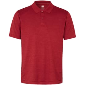 ID Active polo T-shirt, Mørk Rød Melange, M