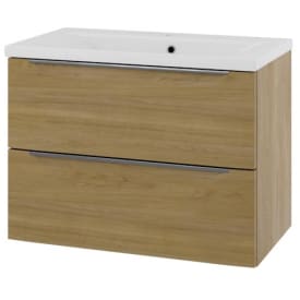 Linn Bad Mari servantskap, 2 skuffer, 80x45,6x57 cm, senter, eikefolie