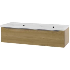 Linn Bad Mari servantskap, 1 skuff, 120x45,6x28,5 cm, dobbel, eikefolie
