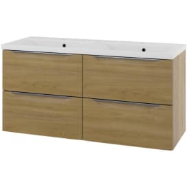 Linn Bad Mari servantskap, 4 skuffer, 120x45,6x57 cm, dobbel, eikefolie