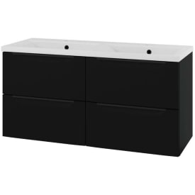 Linn Bad Mari servantskap, 4 skuffer, 120x45,6x57 cm, dobbel, sort matt