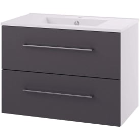 Linn Bad Hilde Møbelpakke, 2 skuffer, 80x46x59,8 cm, med servant, grå matt
