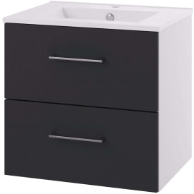 Linn Bad Hilde Møbelpakke, 2 skuffer, 60x46x59,8 cm, med servant, sort matt