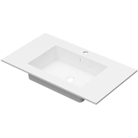 Linn Bad Corianplate med EIR servant, 80x46 cm, uten overløp, senter, hvit matt