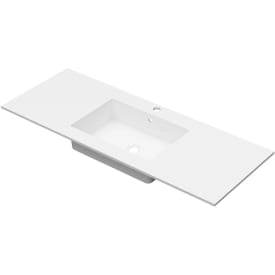 Linn Bad Corianplate med EIR servant, 120x46 cm, uten overløp, senter, hvit matt