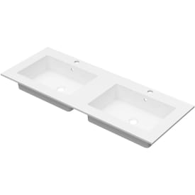 Linn Bad Corianplate med EIR servant, 120x46 cm, uten overløp, dobbel, hvit matt