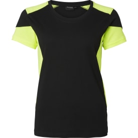 Top Swede dame T-shirt 211, Sort/Hi-Vis Gul, S