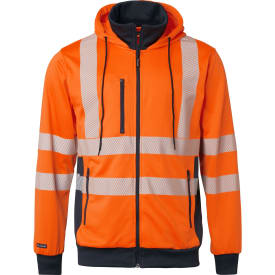 Top Swede hættetrøje med lynlås 1729, Hi-Vis Orange/Navy, L