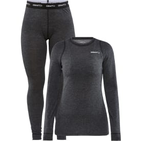 Craft Core dame baselayersæt med merinould, Sort melange, XL