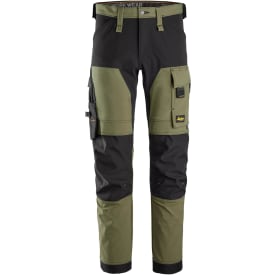 Snickers AllroundWork arbejdsbukser 6375 full stretch, Khaki Green/Black, 104