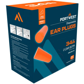 Portwest EP21 PU-skum ørepropper refil, 500 par, Orange, ONESIZE