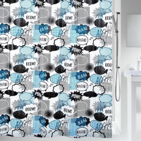 Spirella gardin wow svart/blå 180x200 cm